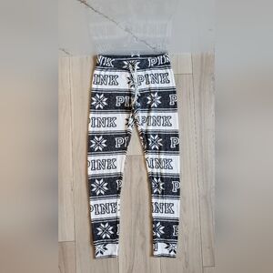 Victoria Secret Pink Sweatpants Womens S Gray Lightweight Snowflake